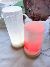 Load image into Gallery viewer, Satin Spar Selenite Cylinder Lamps
