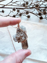 Load image into Gallery viewer, Smoky Quartz point on 20 Inch Rose Gold chain
