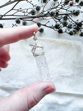 Load image into Gallery viewer, Silver wrapper Clear Quartz point pendant

