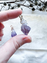 Load image into Gallery viewer, Silver and Rose Gold wrapped Amethyst point pendants

